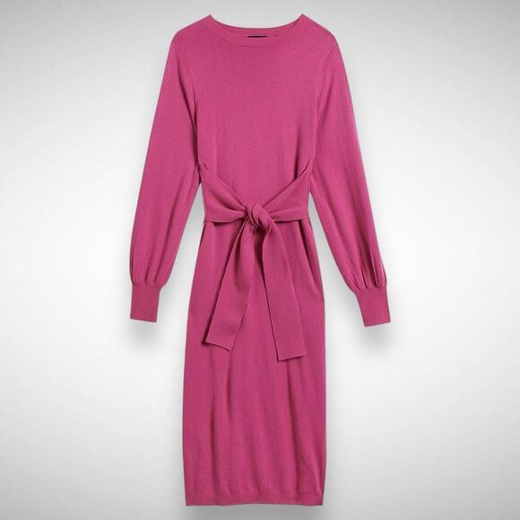 Ted Baker Essya Slouchy Long Sleeve Tie Waist sweater Midi Dress Size 1 Small - Picture 10 of 10